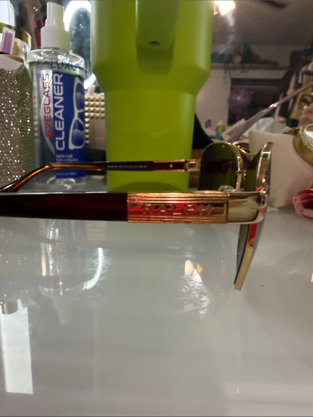 Ralph Lauren Gold Frame Sunglasses with Brown Gradient Lenses
